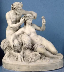 Satyr, der kroner en bakchantinde, 1770